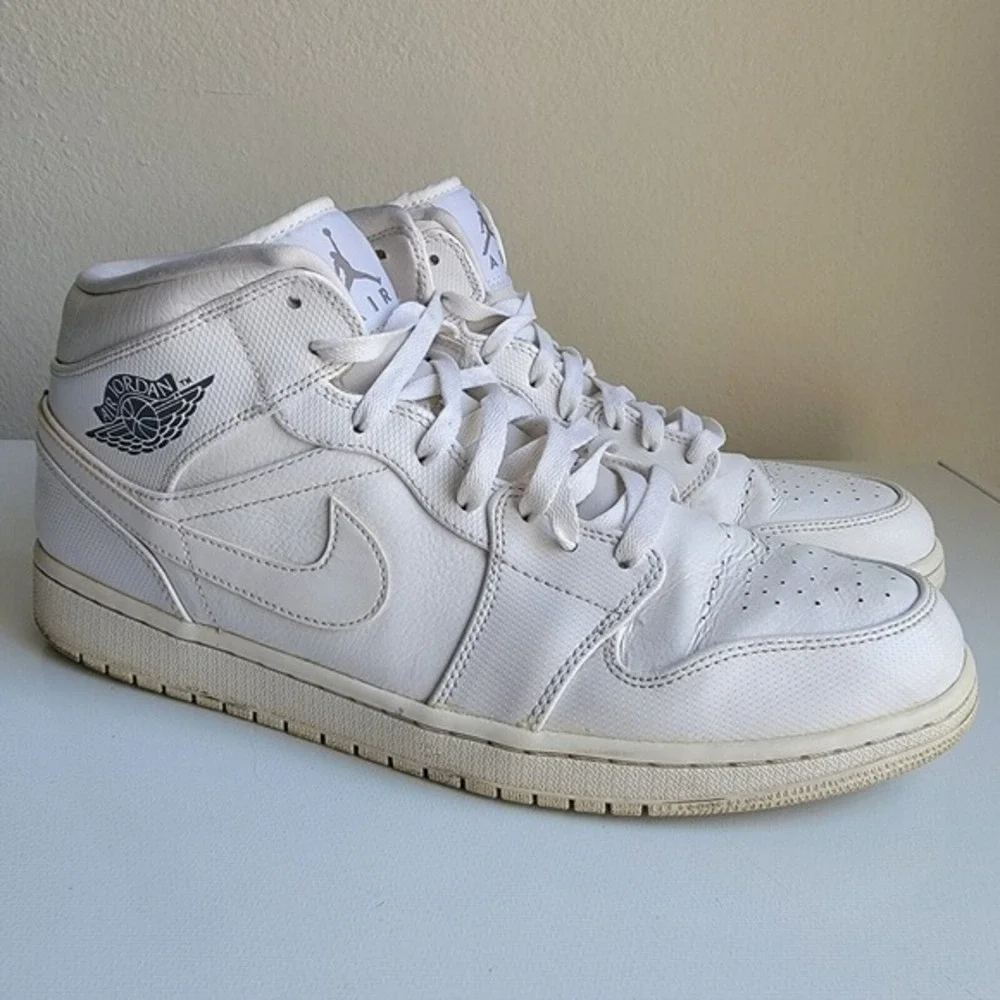 Nike Air Jordan 1 Mid 2014 White Cool Gray Shoes Sneakers 554724-120 Men Size 14
